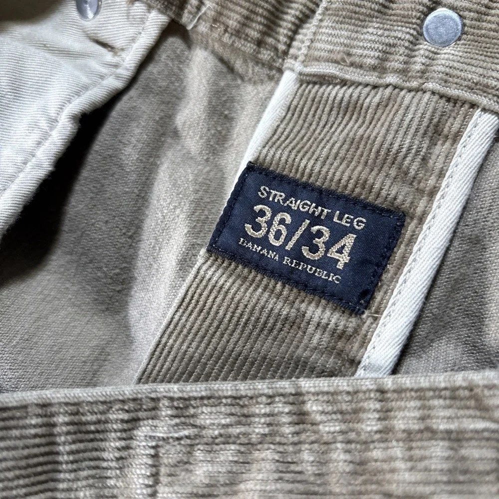 Banana Republic Pants Men 36 x 34 Beige Corduroy 100% Cotton Straight Leg‎